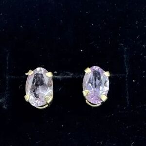 10K Gold Amethyst Post Back Earrings